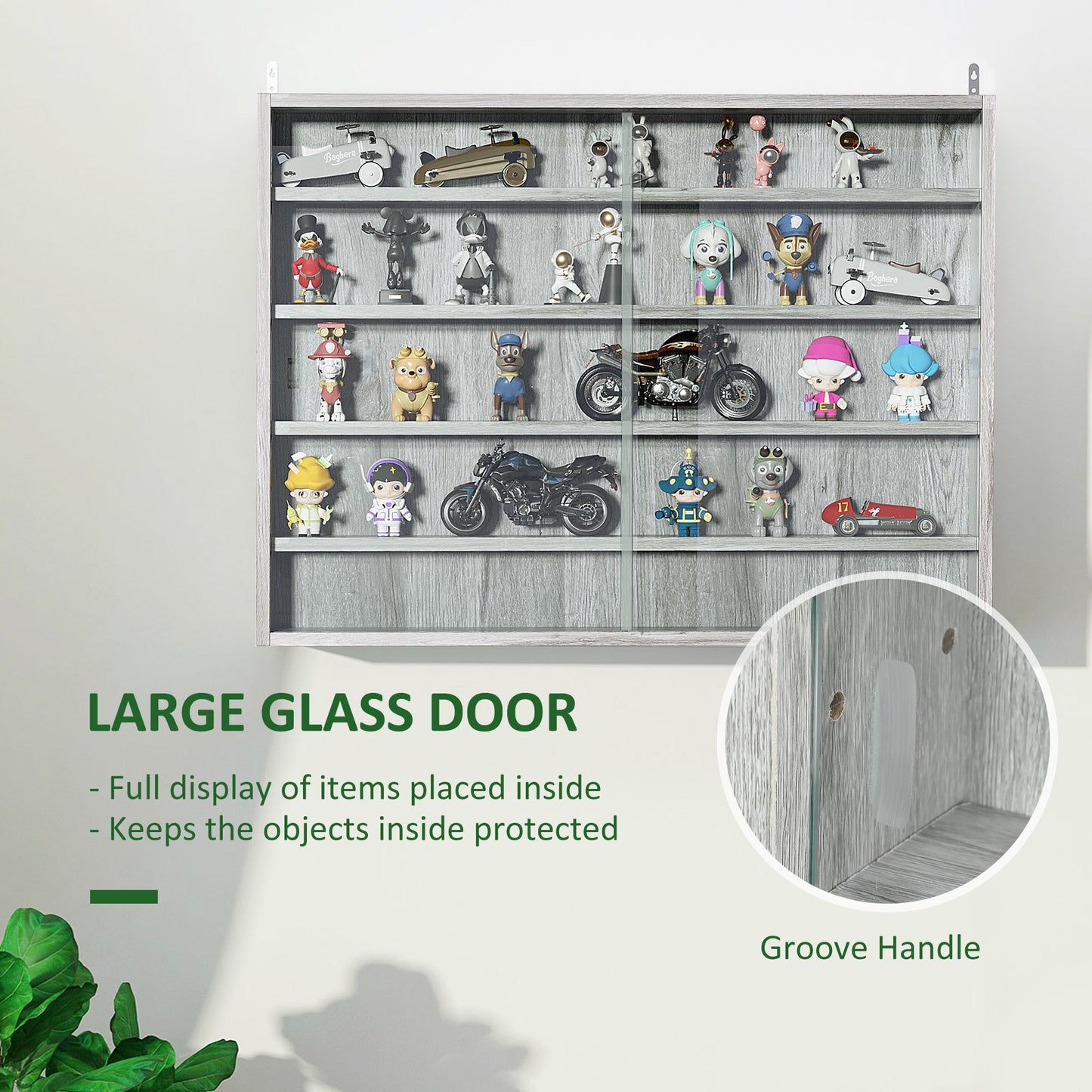 Gray Glass Display Cabinet - 5 Tier Storage