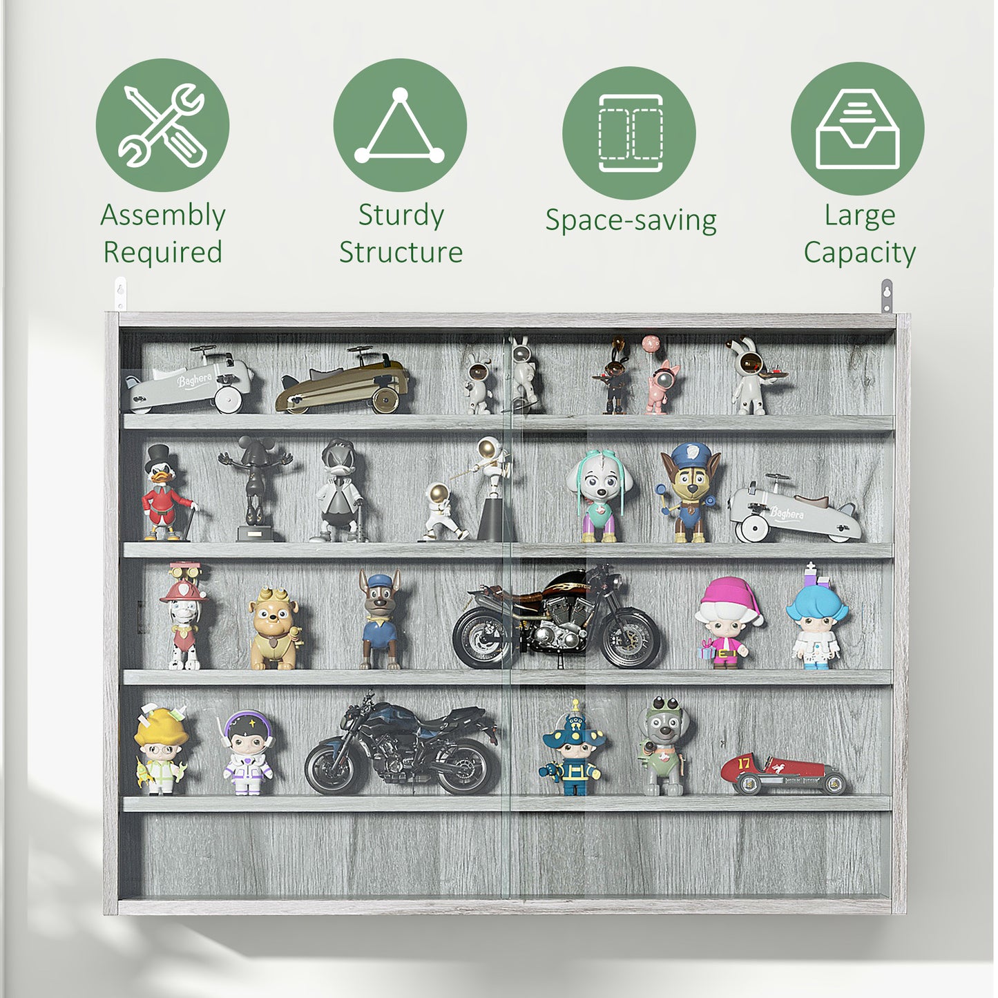 Gray Glass Display Cabinet - 5 Tier Storage