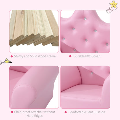 Pink Toddler Sofa Set with Footstool - 2 Piece Kids Chair