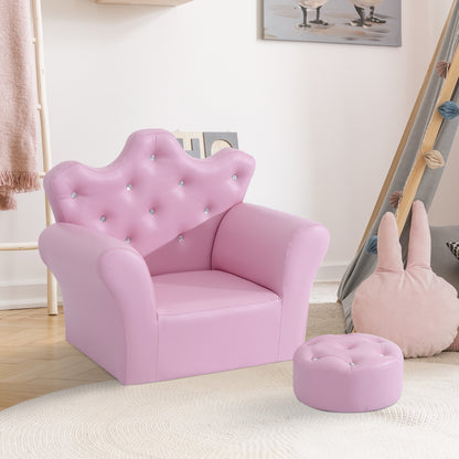 Pink Toddler Sofa Set with Footstool - 2 Piece Kids Chair