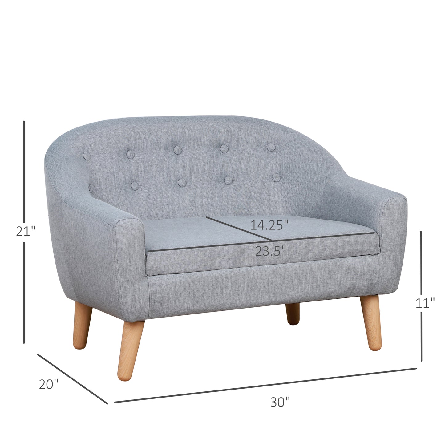 Gray Wooden Kids Sofa Bed for Toddlers Ages 3-7, Sturdy and Lightweight