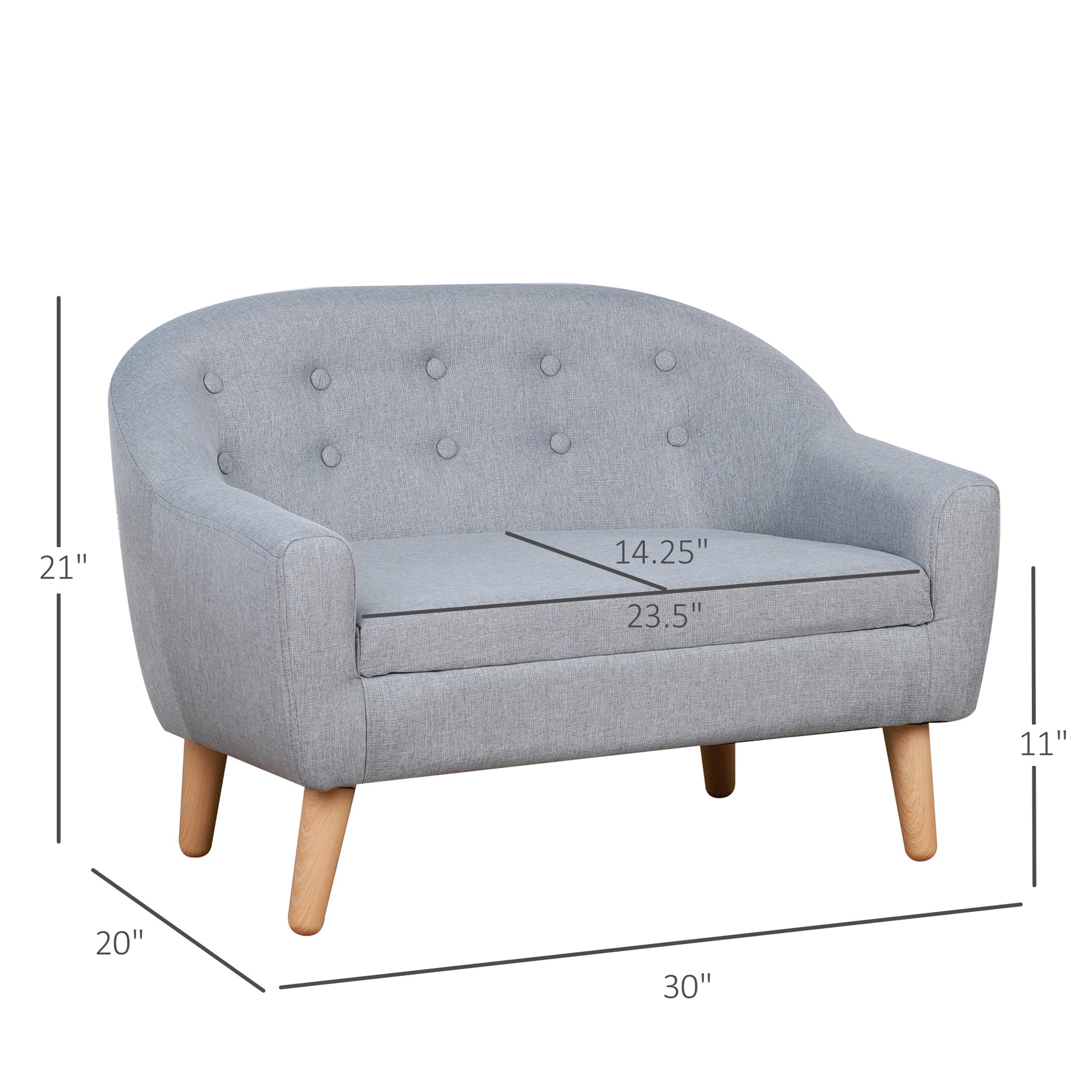 Gray Wooden Kids Sofa Bed for Toddlers Ages 3-7, Sturdy and Lightweight