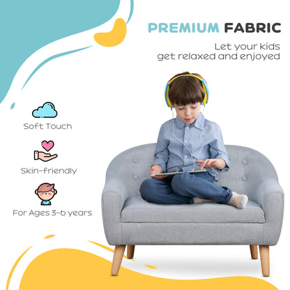Gray Wooden Kids Sofa Bed for Toddlers Ages 3-7, Sturdy and Lightweight