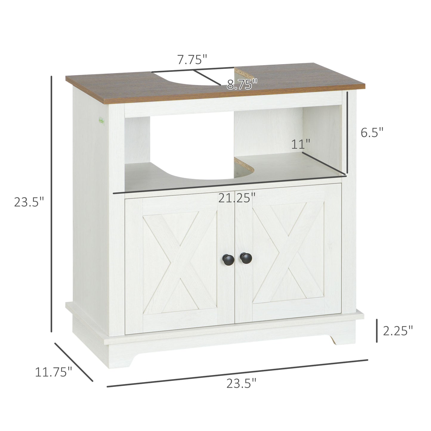 White Farmhouse Bathroom Vanity Cabinet - Under Sink Storage