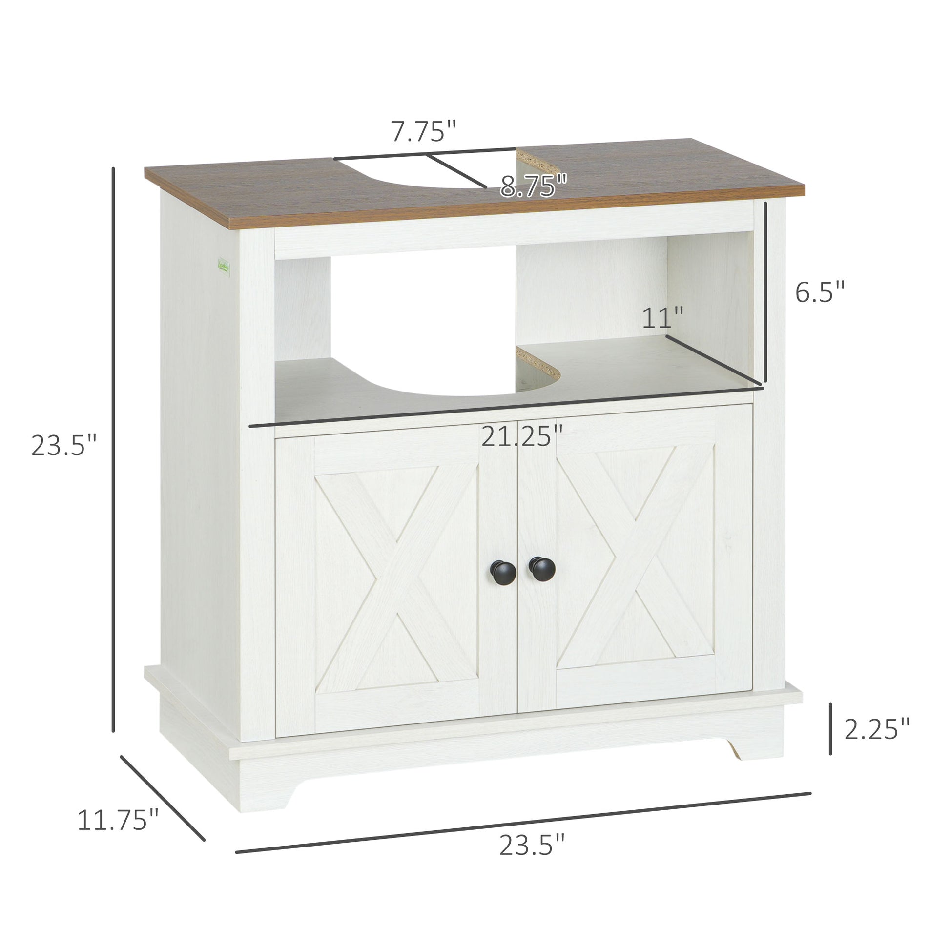White Farmhouse Bathroom Vanity Cabinet - Under Sink Storage