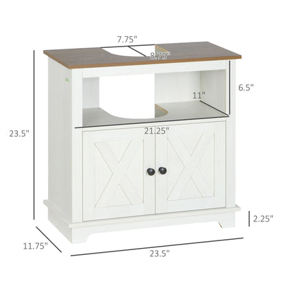 White Farmhouse Bathroom Vanity Cabinet - Under Sink Storage