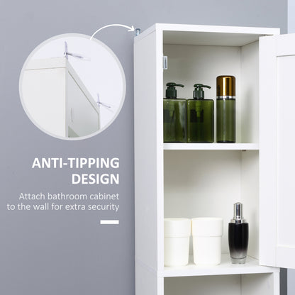 White Bathroom Storage Cabinet with Mirror - 70.75" Tall for Living Room