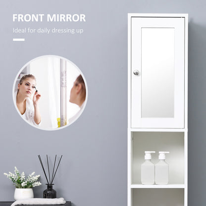 White Bathroom Storage Cabinet with Mirror - 70.75" Tall for Living Room