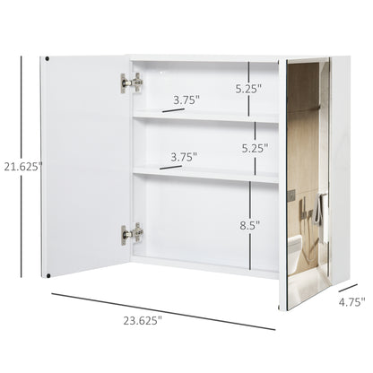 Kleankin Bathroom Cabinet - Steel Storage & Mirror