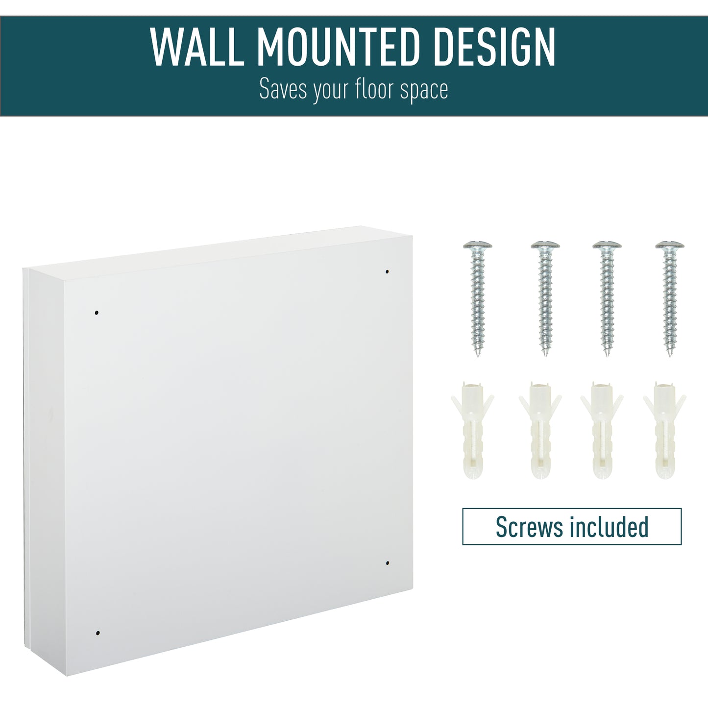 Kleankin Bathroom Cabinet - Steel Storage & Mirror