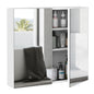 kleankin Bathroom Mirrored Cabinet, 24"x22" Steel Frame Medicine Cabinet, Wall-Mounted Storage Organizer with Double Doors, White