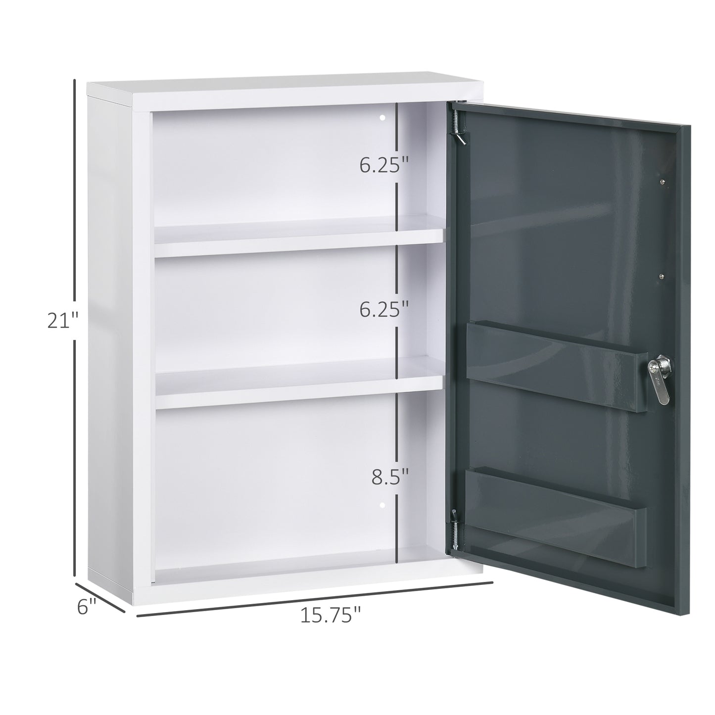 Gray Steel Medicine Cabinet - Wall Mounted Storage