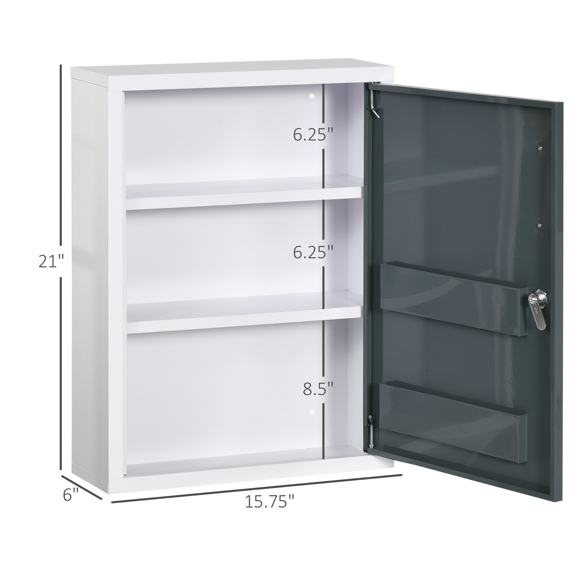 Gray Steel Medicine Cabinet - Wall Mounted Storage