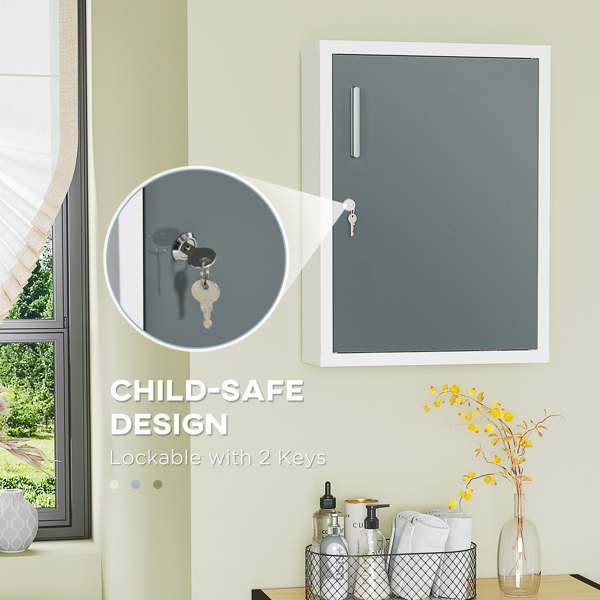 Gray Steel Medicine Cabinet - Wall Mounted Storage