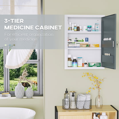 Gray Steel Medicine Cabinet - Wall Mounted Storage