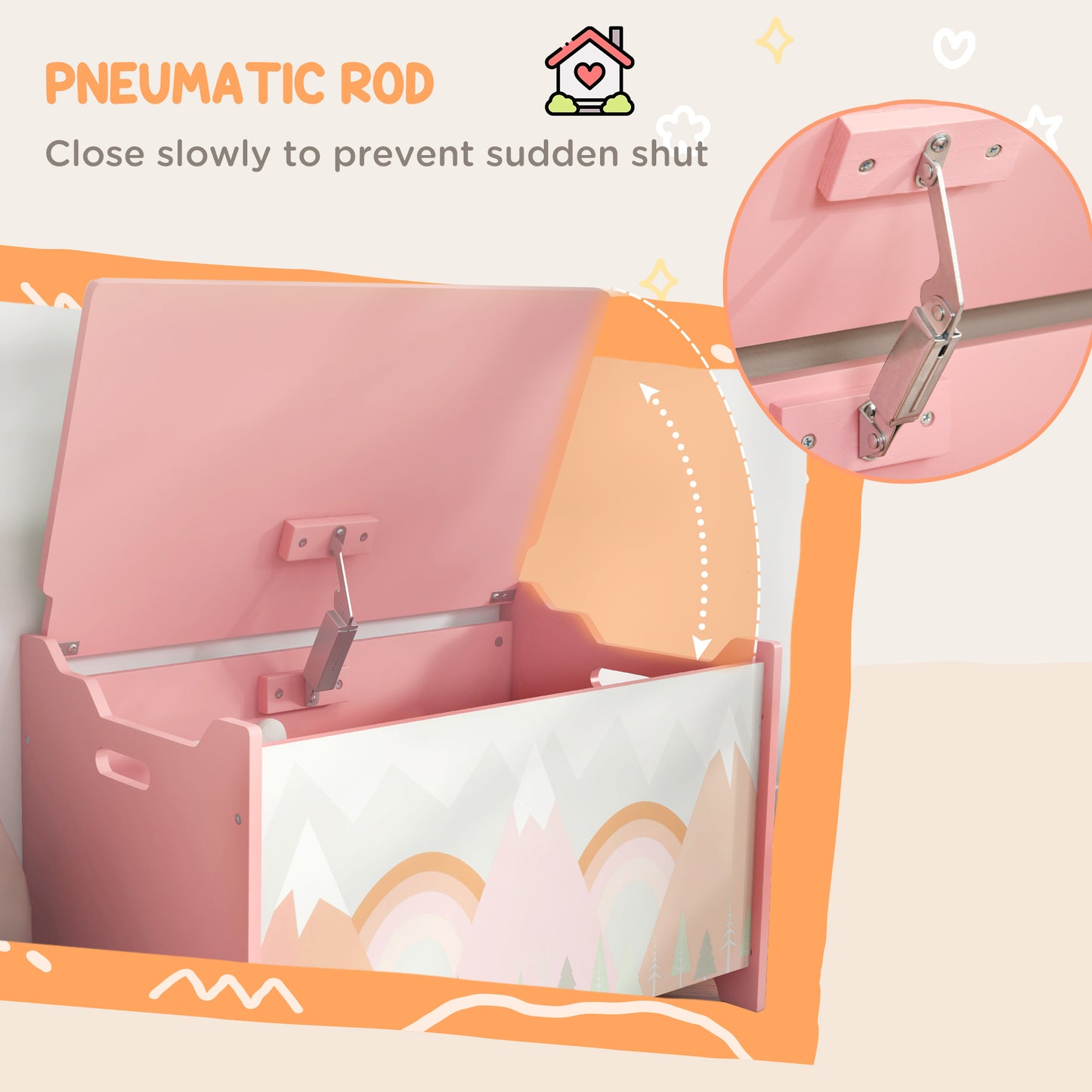 Pink MDF Toy Box - Kids Bedroom Storage