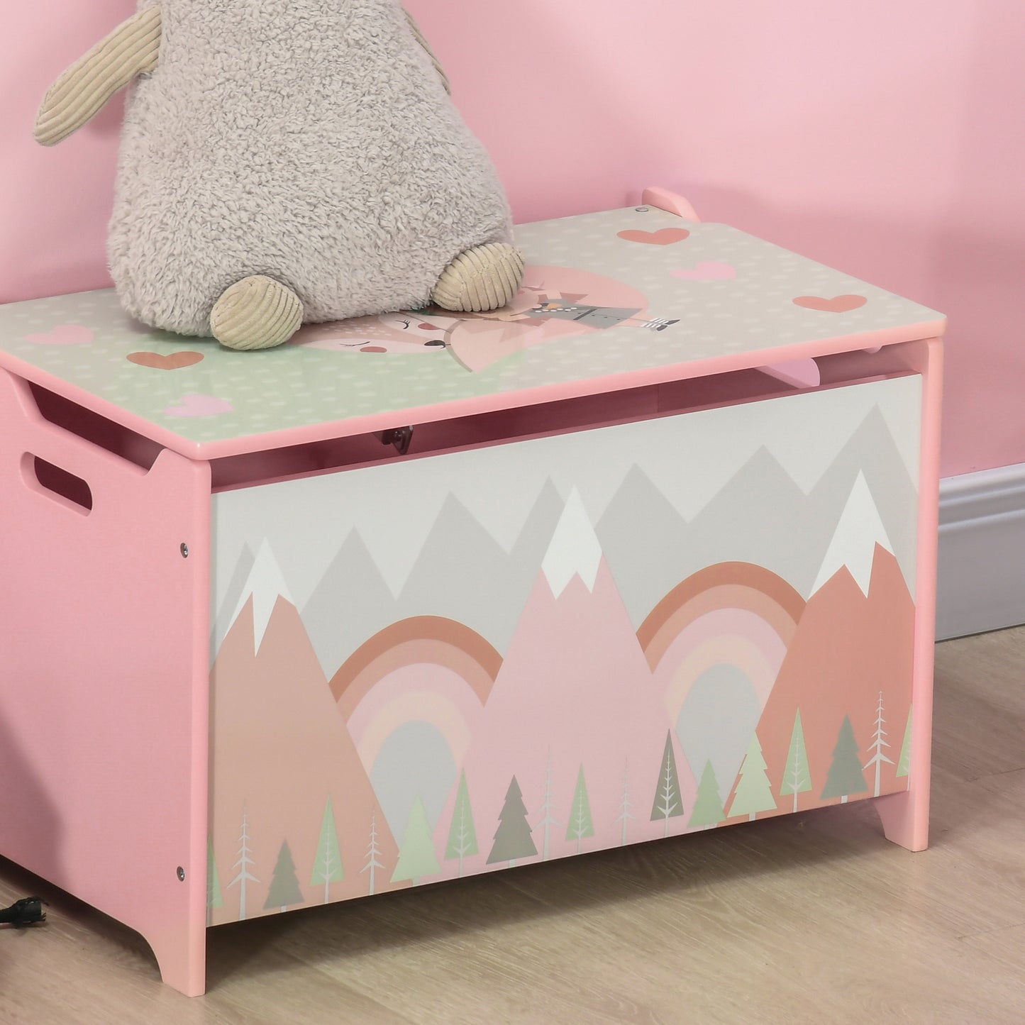 Pink MDF Toy Box - Kids Bedroom Storage