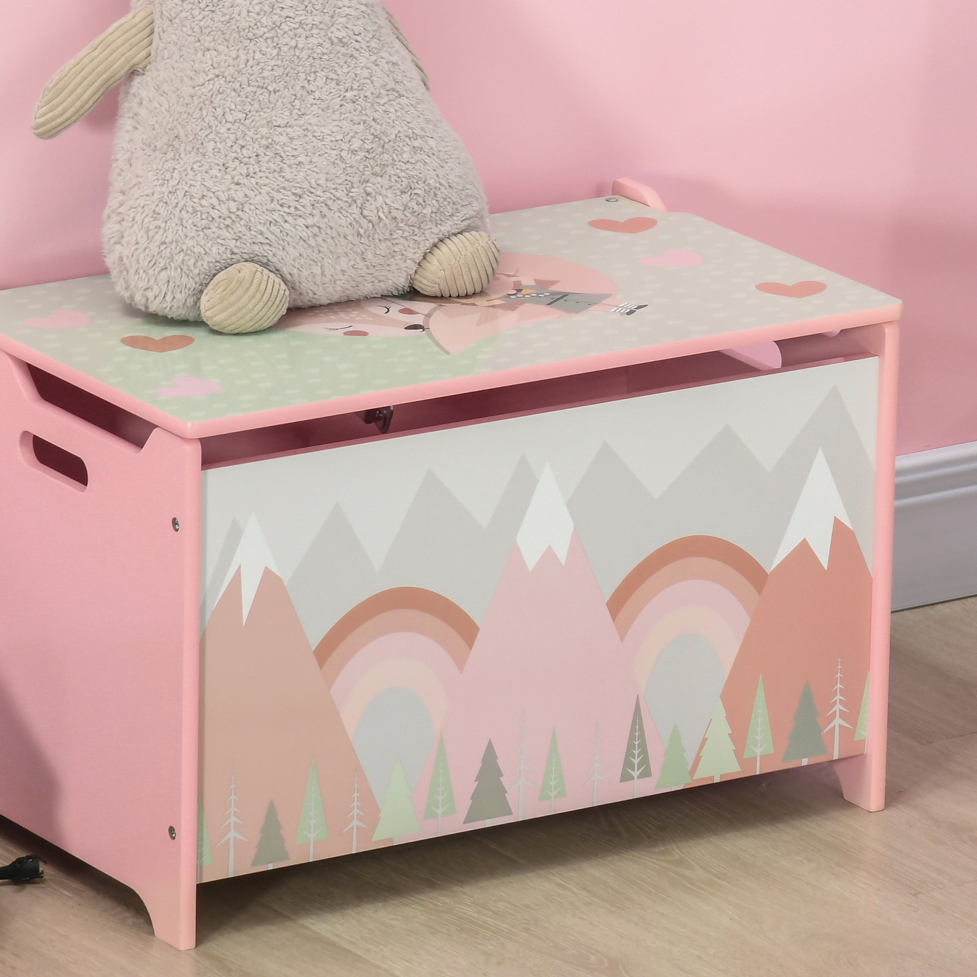 Pink MDF Toy Box - Kids Bedroom Storage