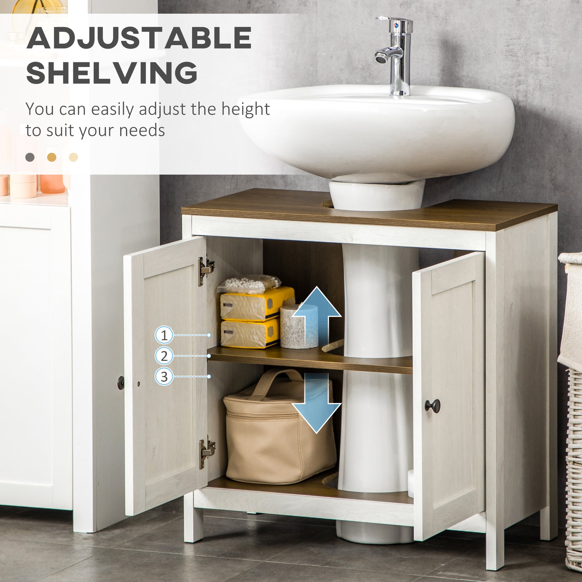 White Bathroom Vanity Cabinet - Under Sink Storage
