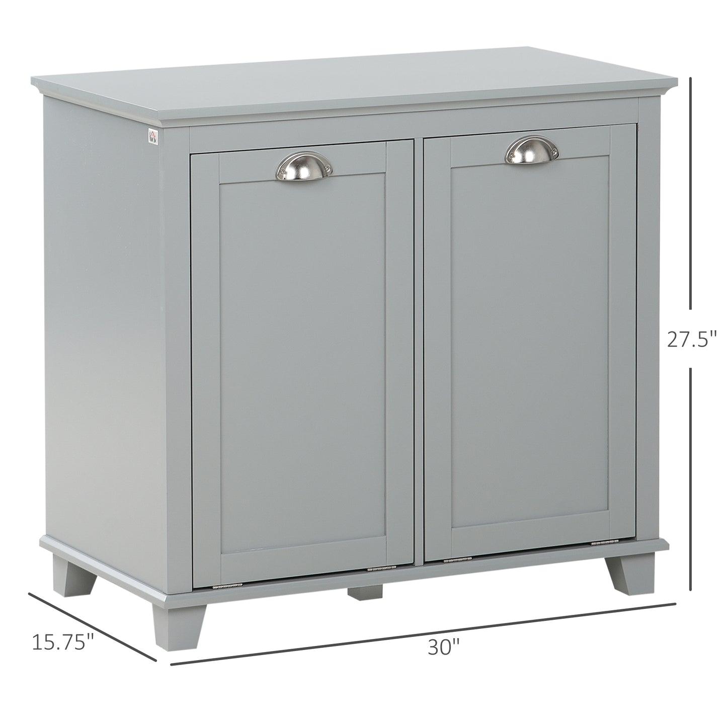 Gray MDF Laundry Hamper Cabinet with Tilt-Out Storage for Bathroom for Living Room