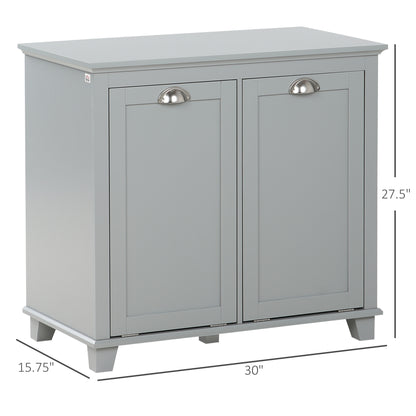 Gray MDF Laundry Hamper Cabinet with Tilt-Out Storage for Bathroom for Living Room