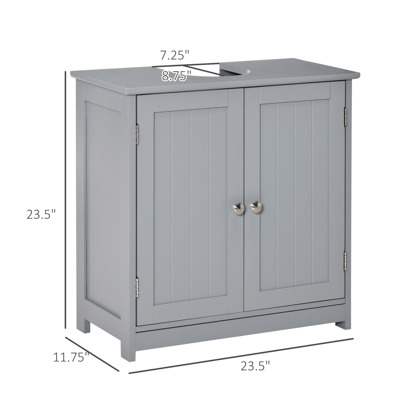 Gray MDF Bathroom Vanity Storage Cabinet - Under Sink Organizer