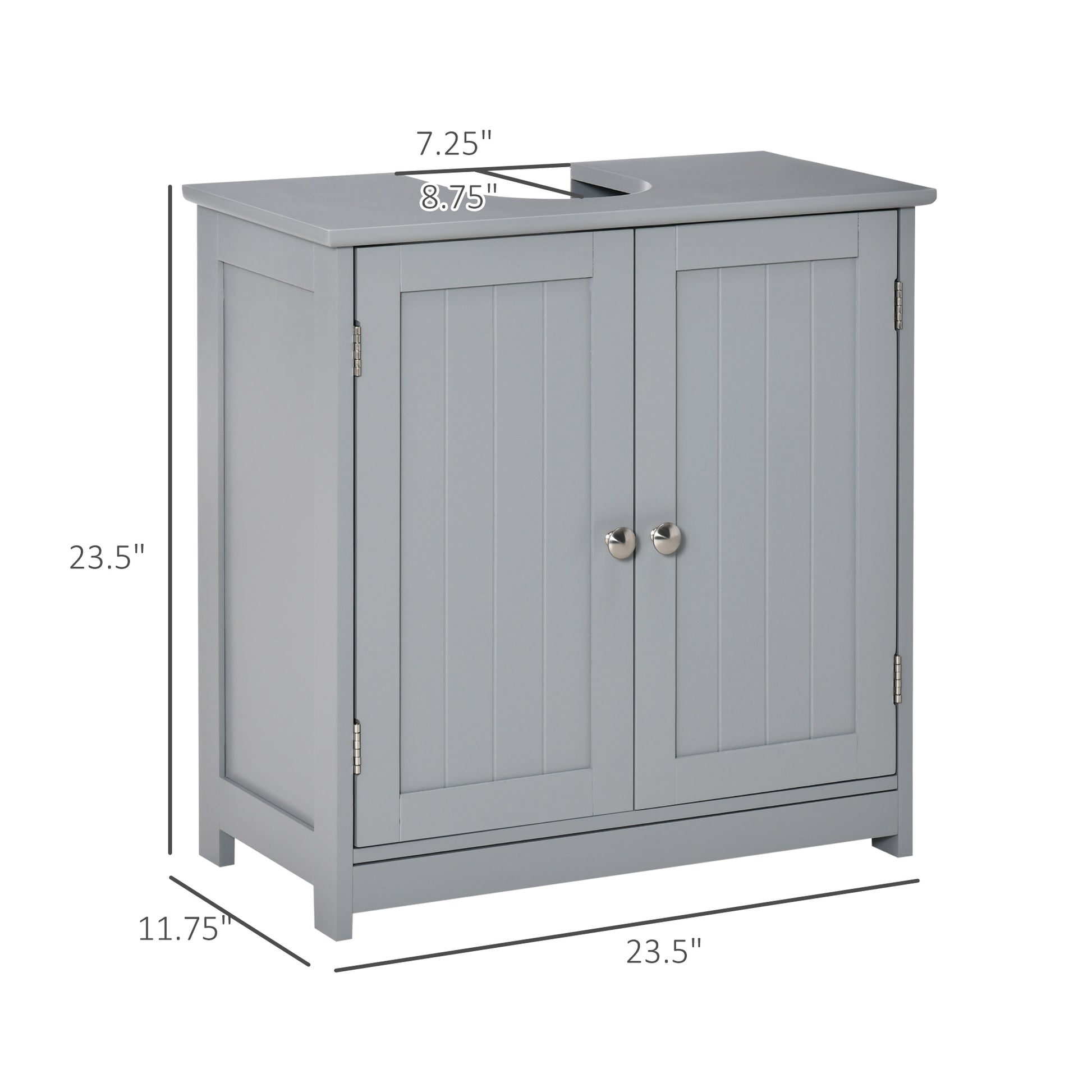 Gray MDF Bathroom Vanity Storage Cabinet - Under Sink Organizer