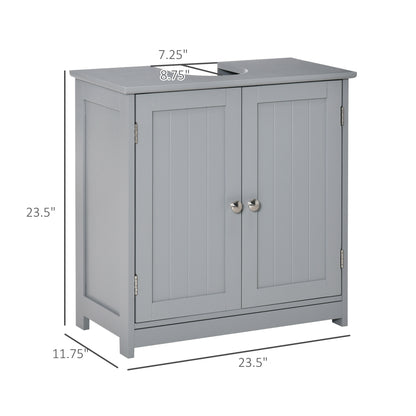 Gray MDF Bathroom Vanity Storage Cabinet - Under Sink Organizer