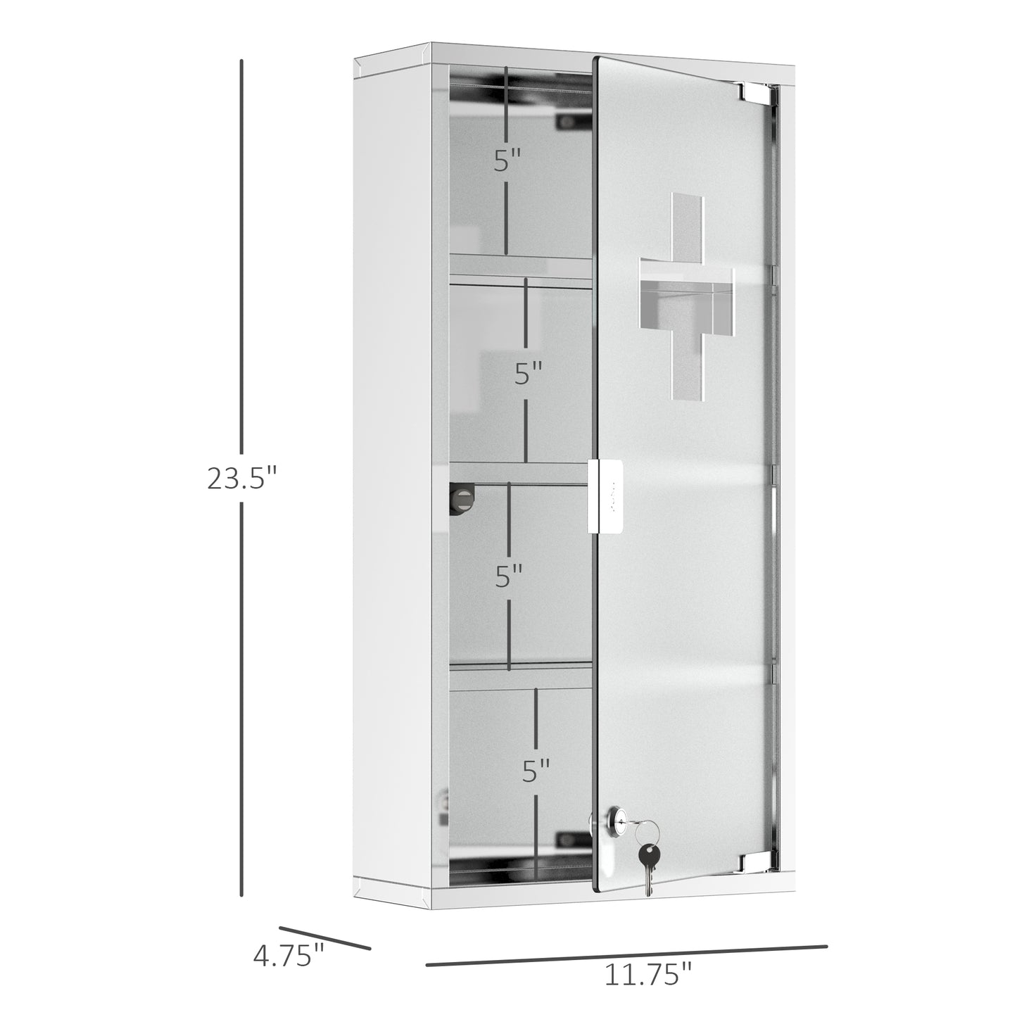Locking Medicine Cabinet - Stainless Steel Storage, Silver