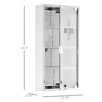 Locking Medicine Cabinet - Stainless Steel Storage, Silver
