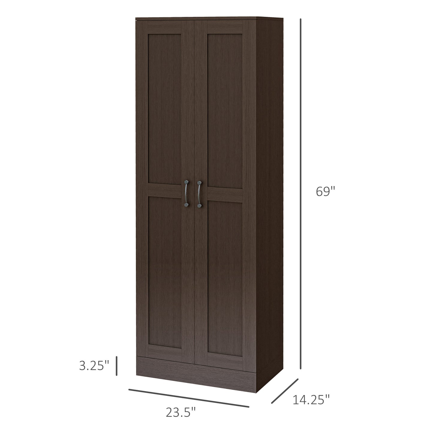 HOMCOM 69" Tall Storage Cabinet - Brown Particle Board