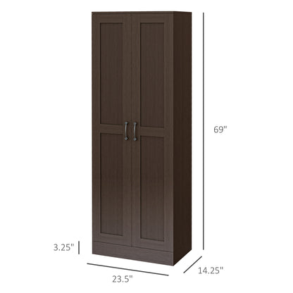 HOMCOM 69" Tall Storage Cabinet - Brown Particle Board