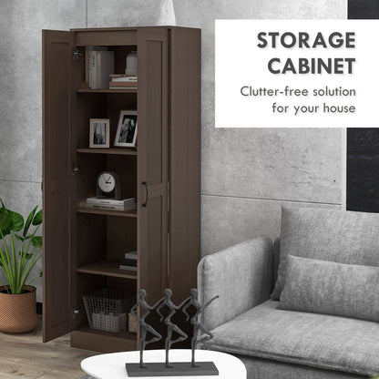 HOMCOM 69" Tall Storage Cabinet - Brown Particle Board
