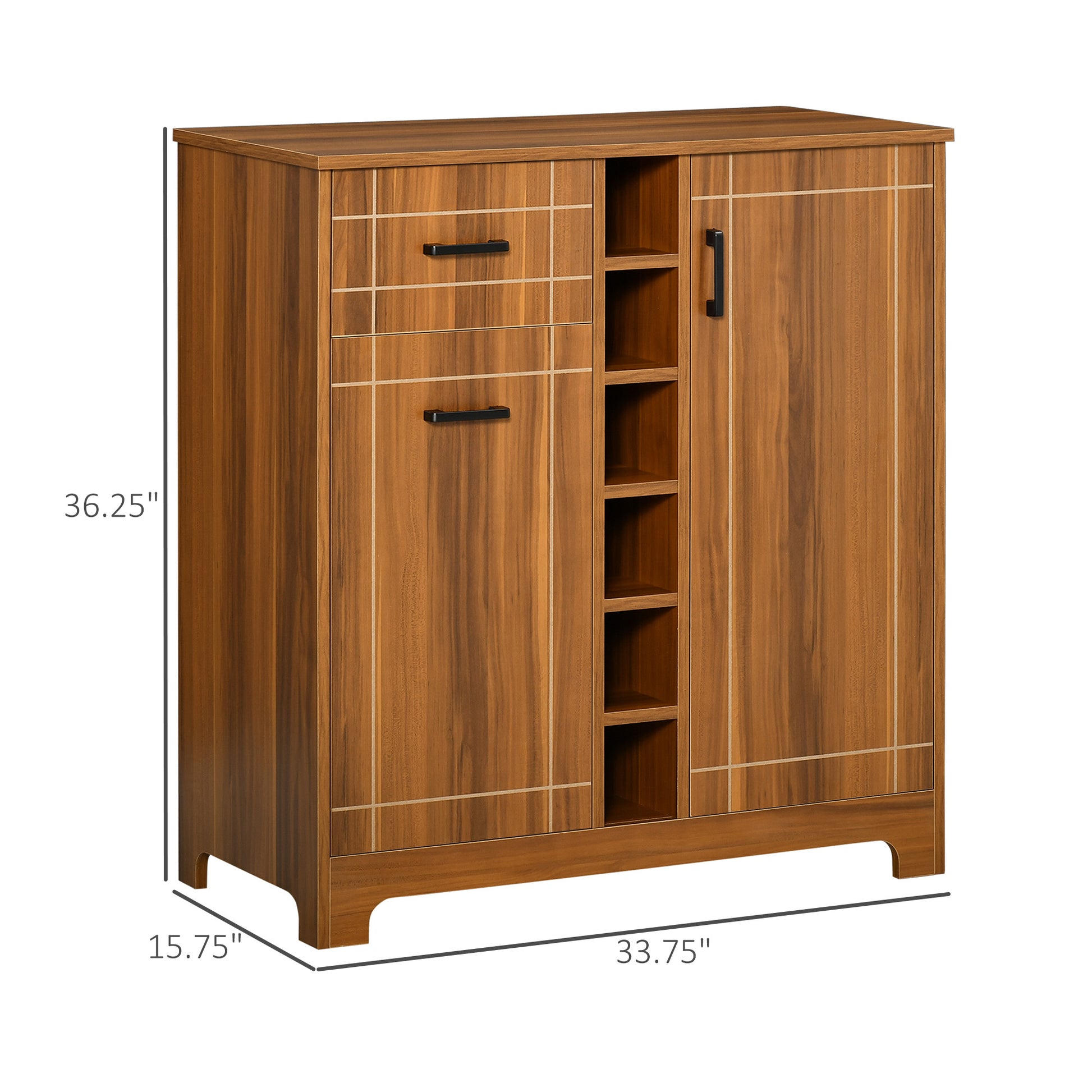 Retro Wine Cabinet - 6 Bottle Storage, Brown MDF