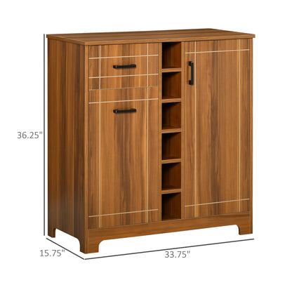 Retro Wine Cabinet - 6 Bottle Storage, Brown MDF