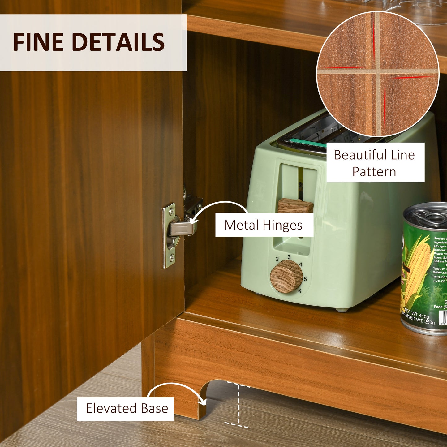 Retro Wine Cabinet - 6 Bottle Storage, Brown MDF