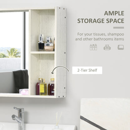 White Bathroom Medicine Cabinet with Mirror & Shelf - 31.5" for Living Room