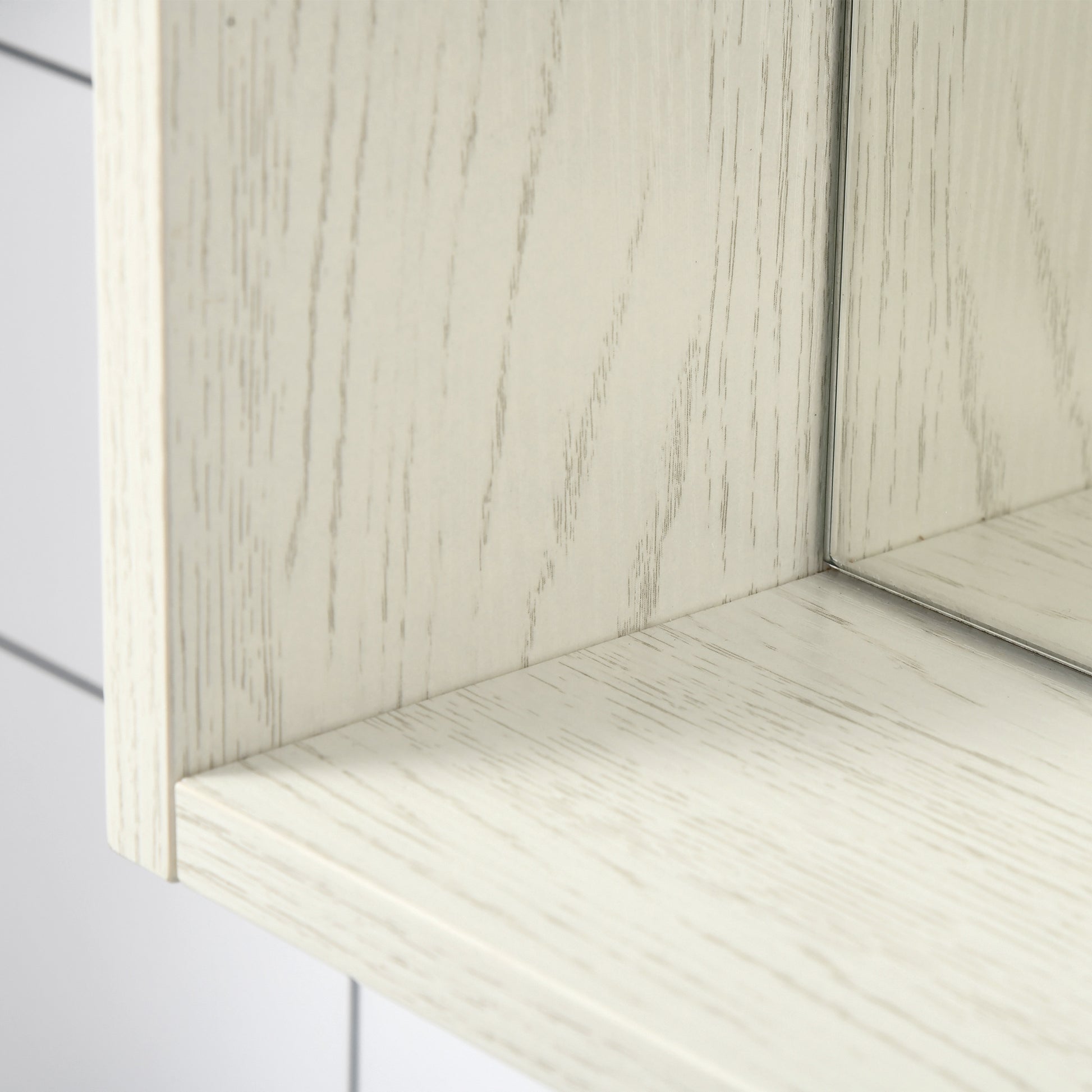 White Bathroom Medicine Cabinet with Mirror & Shelf - 31.5" for Living Room