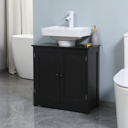 Black MDF Under Sink Bathroom Cabinet - Storage & Organization