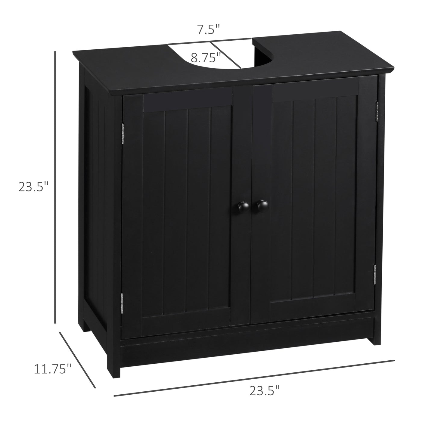 Black MDF Under Sink Bathroom Cabinet - Storage & Organization