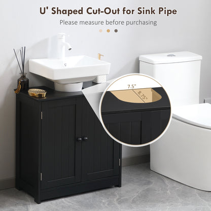 Black MDF Under Sink Bathroom Cabinet - Storage & Organization