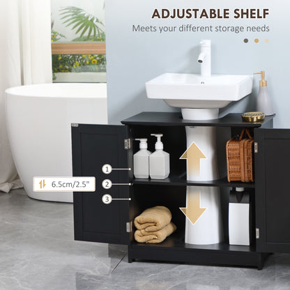 Black MDF Under Sink Bathroom Cabinet - Storage & Organization
