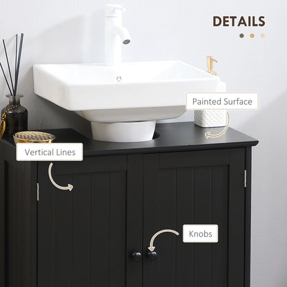 Black MDF Under Sink Bathroom Cabinet - Storage & Organization