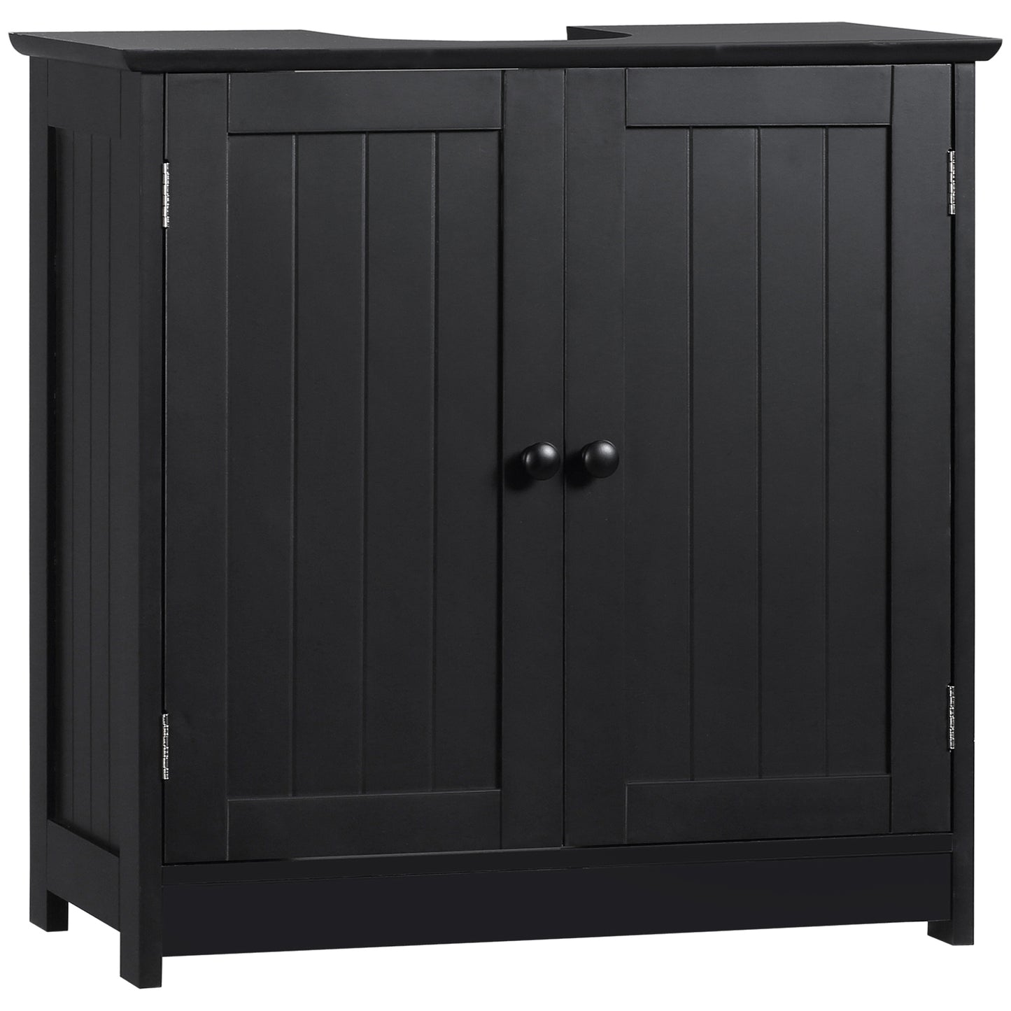 HOMCOM Under Sink Bathroom Cabinet with 2 Doors and Shelf, Pedestal Sink Bathroom Vanity Cabinet, Black