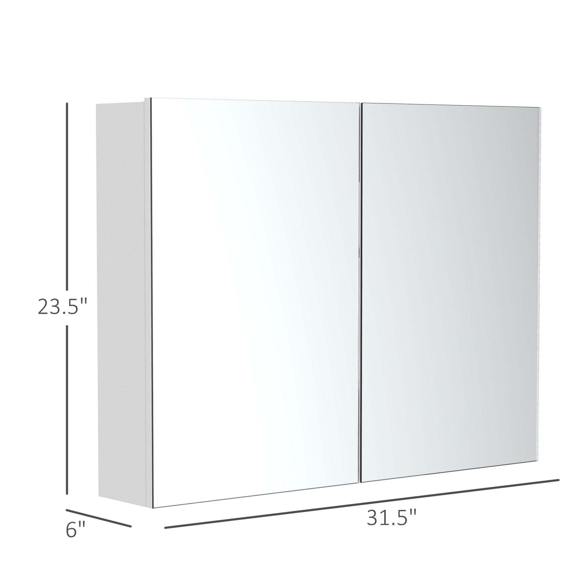 White MDF Bathroom Cabinet with Mirror - 31.5" Storage for Living Room