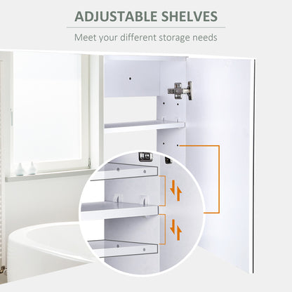 White MDF Bathroom Cabinet with Mirror - 31.5" Storage for Living Room