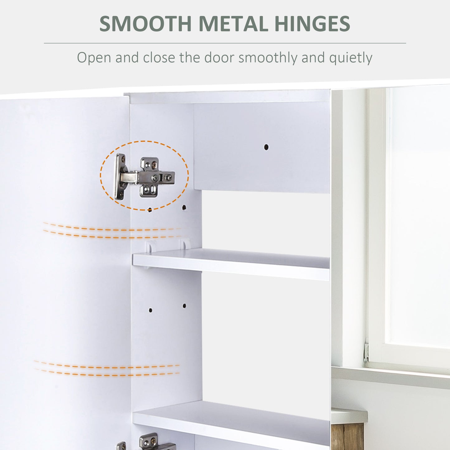 White MDF Bathroom Cabinet with Mirror - 31.5" Storage for Living Room