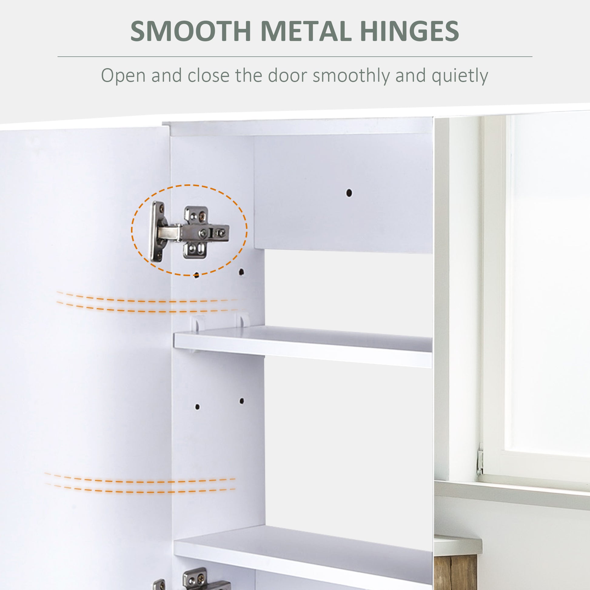 White MDF Bathroom Cabinet with Mirror - 31.5" Storage for Living Room