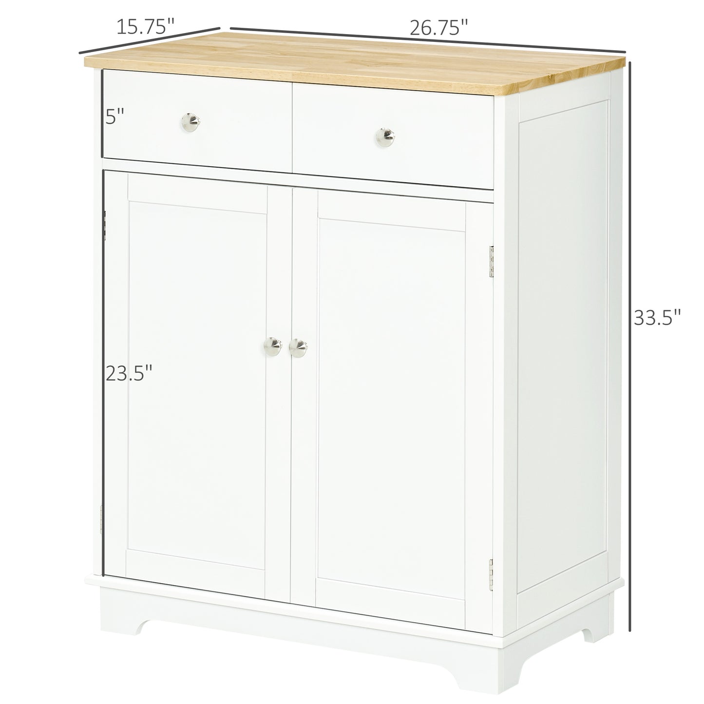 HOMCOM White Sideboard Buffet Cabinet - 2 Doors & Drawers