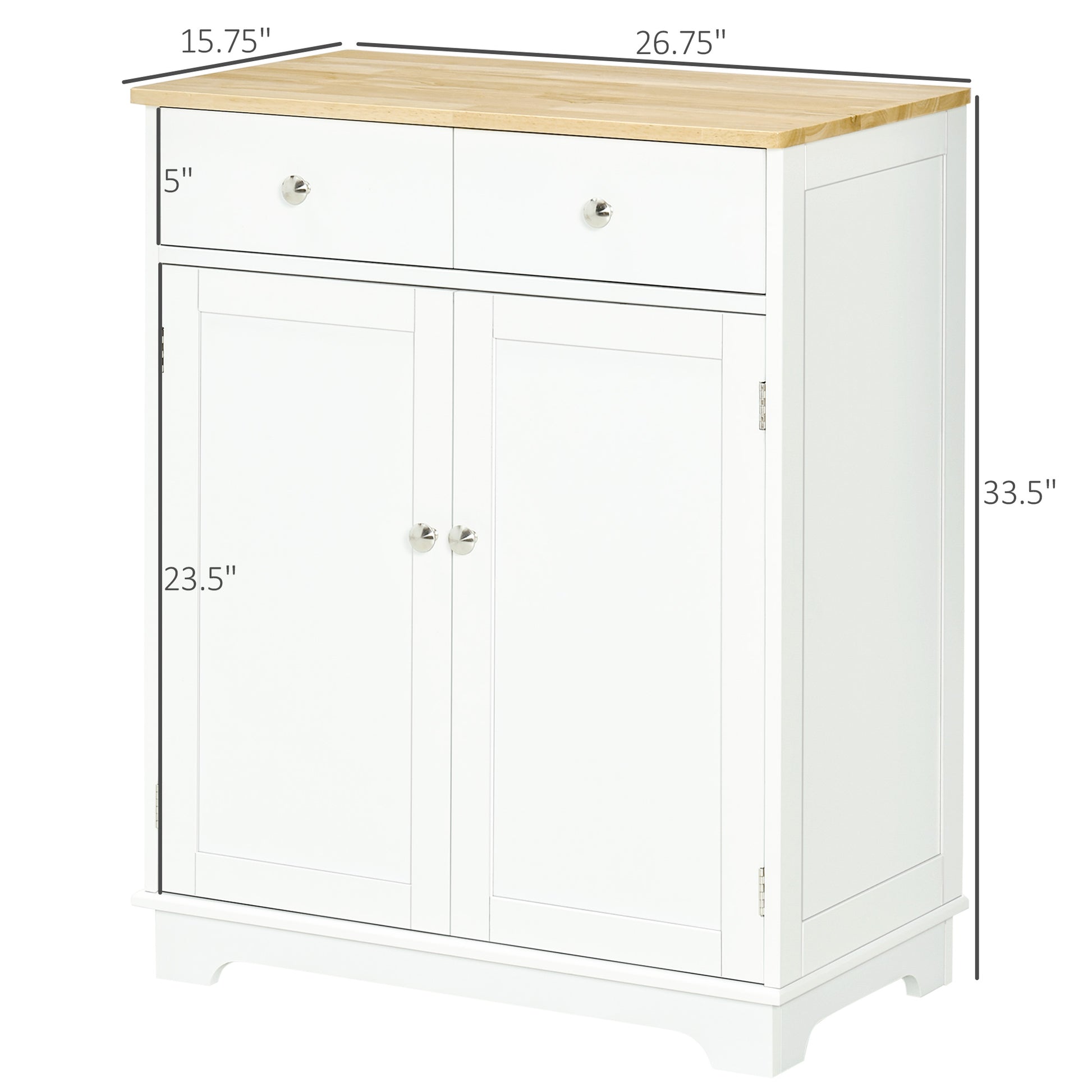 HOMCOM White Sideboard Buffet Cabinet - 2 Doors & Drawers